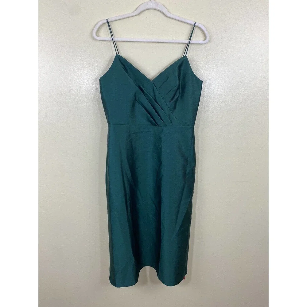Alfred Sung D777 MIDI Cocktail Dress In Hunter Green Size 10 Bridesmaid NWT - Picture 3 of 5